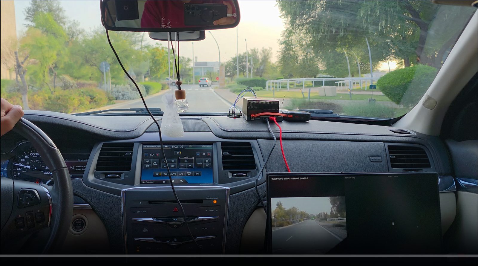 Real-world road demo with the in-car setup running live